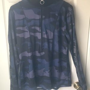 Half zip PINK brand blue camo long sleeve shirt